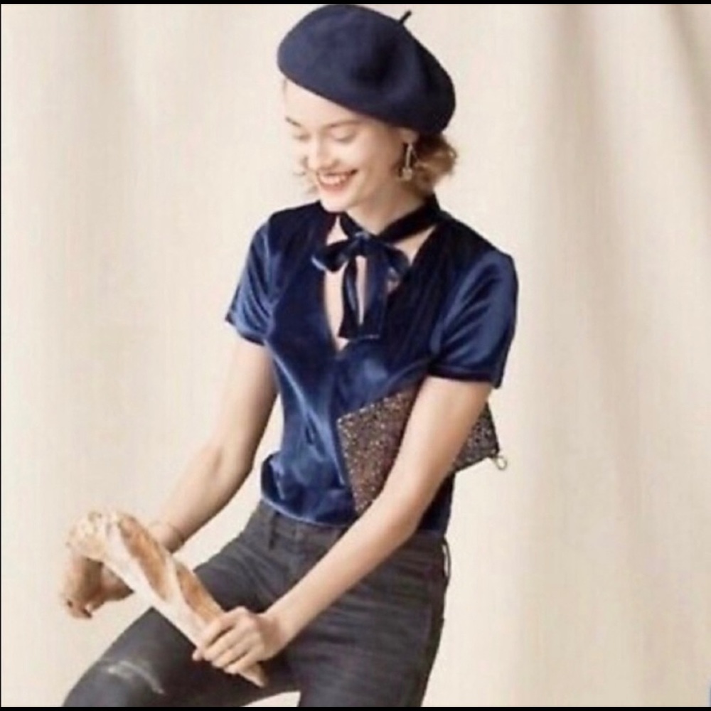 Madewell velvet top with tie